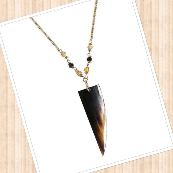 BellaNovella Jewelry - Buffalo Horn Long Pendant Necklace